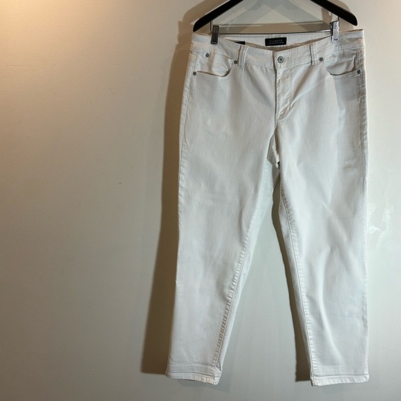 TALBOTS SZ 14L Flawless 5 Pockets Boyfriend Style High Waist White Jeans - Picture 3 of 11